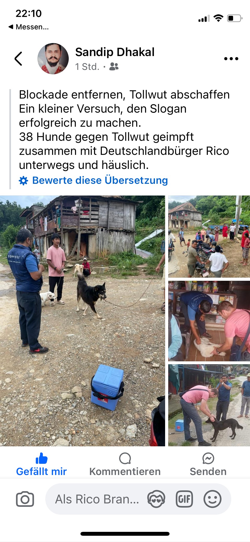 Beitrag zu einer Tollwut-Impfaktion für Hunde in Nepal